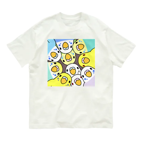 みっちりむっちり過密セキセイインコさん【まめるりはことり】 Organic Cotton T-Shirt