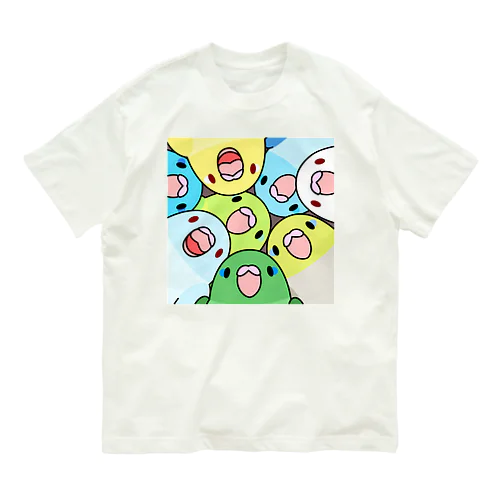 みっちりむっちり過密マメルリハさん【まめるりはことり】 Organic Cotton T-Shirt