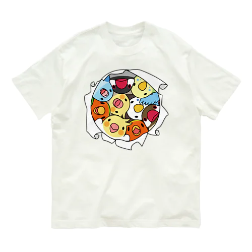 三密です！むちむち鳥まみれ【まめるりはことり】 Organic Cotton T-Shirt