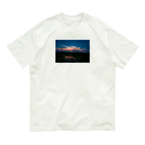 夕焼けの田んぼ オーガニックコットンTシャツ