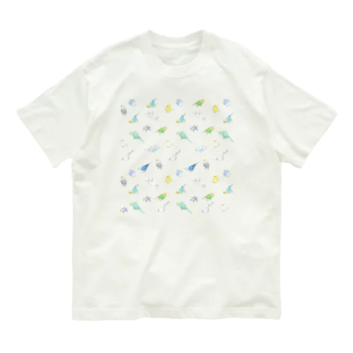 たっぷりセキセイインコちゃん【まめるりはことり】 Organic Cotton T-Shirt