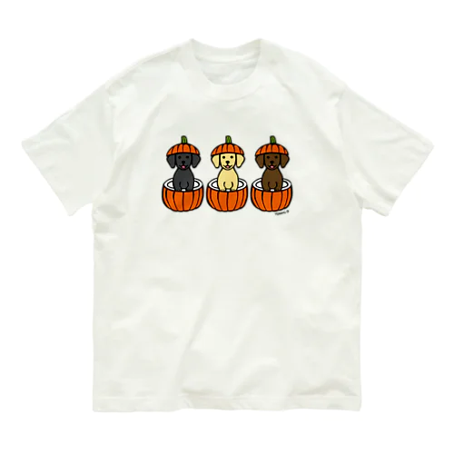 ハロウィンかぼちゃのラブラドール オーガニックコットンTシャツ