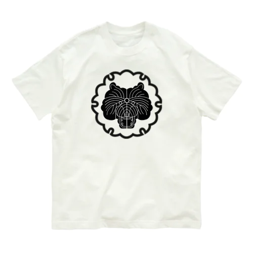 動物家紋。H.T.（雪輪にトラ）黒 Organic Cotton T-Shirt