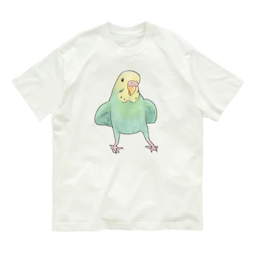 可愛いセキセイインコのミントちゃん【まめるりはことり】 オーガニックコットンTシャツ