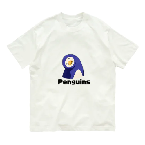 首を傾けるペンギン オーガニックコットンTシャツ
