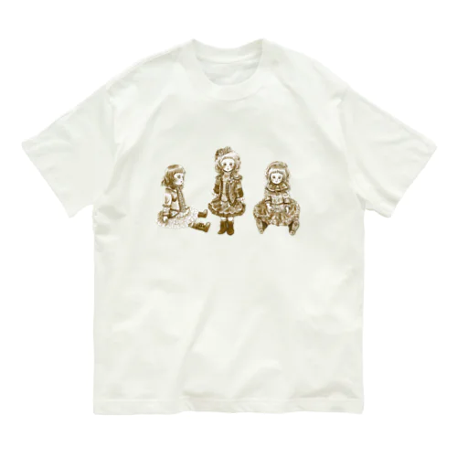 ビスクドール3人娘　セピア Organic Cotton T-Shirt