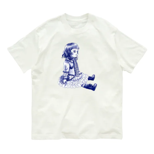 おすわりブリュ　デルフトブルー オーガニックコットンTシャツ