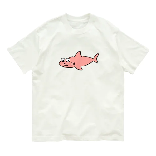 サメ？はピンク オーガニックコットンTシャツ