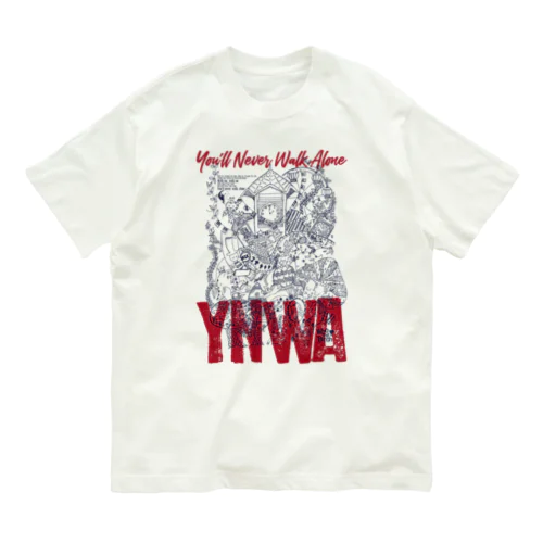 YNWA[navy×red] オーガニックコットンTシャツ