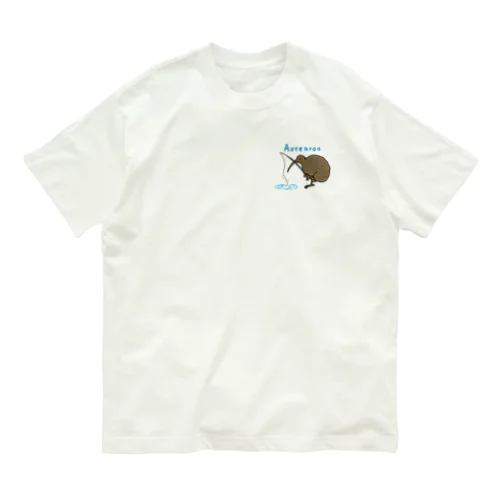 釣りを楽しむキウイバード オーガニックコットンTシャツ