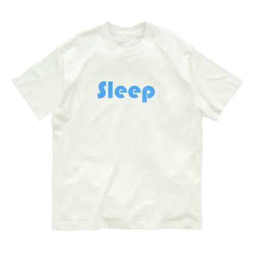 sleep ロゴ 水色 オーガニックコットンTシャツ