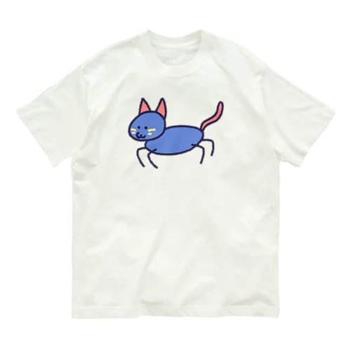 むらさき色のねこ オーガニックコットンTシャツ