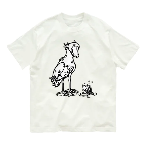 ハシビロコウとサカナ オーガニックコットンTシャツ