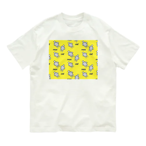 白黒かめちゃん フルグラフィック黄色② Organic Cotton T-Shirt