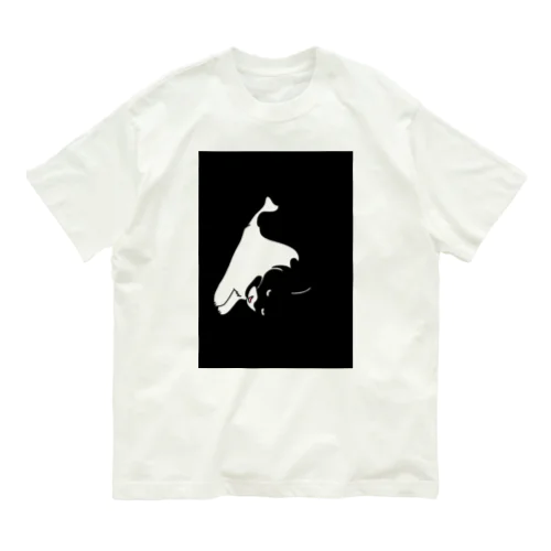 目つき悪い猫ちゃん　黒 オーガニックコットンTシャツ