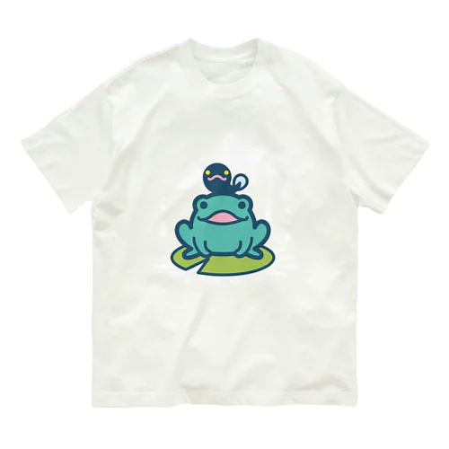 かえるのおやこ（カラー白柄あり） オーガニックコットンTシャツ