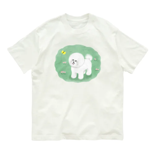 ビションフリーゼとチョウチョ Organic Cotton T-Shirt