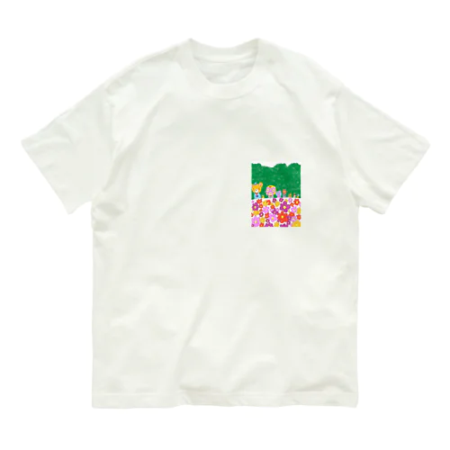 マスクマン と 花畑 オーガニックコットンTシャツ