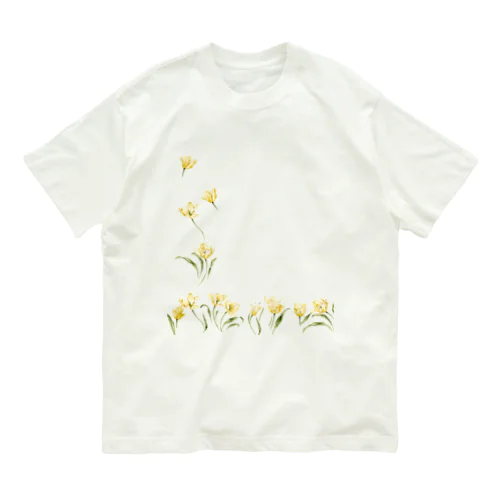 花@Yellow Tulips オーガニックコットンTシャツ