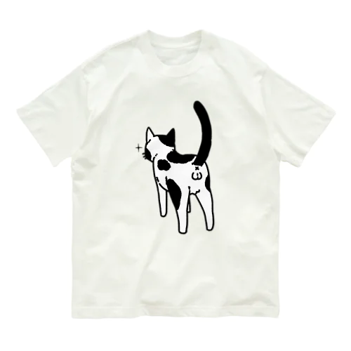 ねこけつω（ぶち猫） オーガニックコットンTシャツ