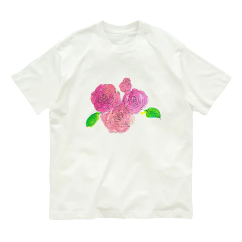 薔薇の花 オーガニックコットンTシャツ