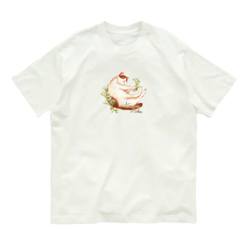 【雑貨】三毛猫とかすみ草 オーガニックコットンTシャツ