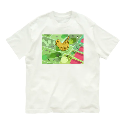 落下する猫 オーガニックコットンTシャツ