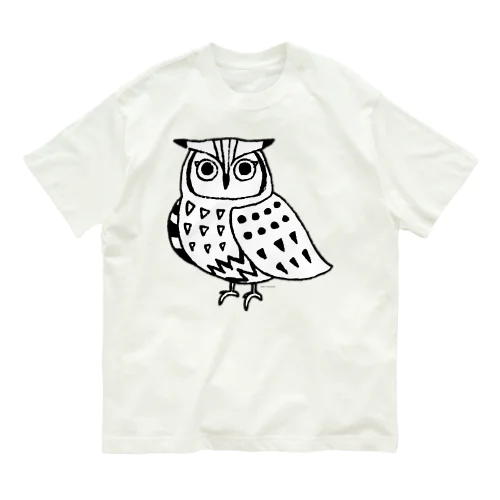 アフリカオオコノハズク　モノクロ Organic Cotton T-Shirt