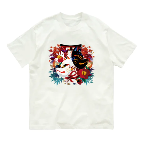 狐のお面 Organic Cotton T-Shirt