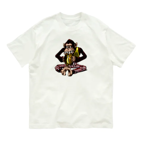 ちょっとホラーなお猿のシンバル オーガニックコットンTシャツ