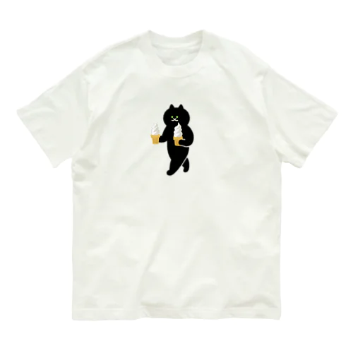 【中】ソフトクリームを急ぎめに運ぶねこ Organic Cotton T-Shirt