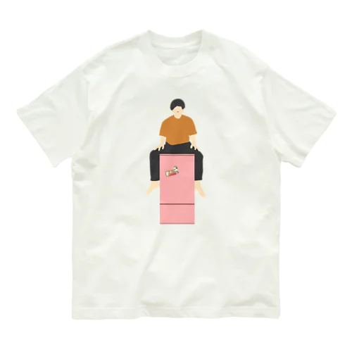 冷蔵庫に乗る人 Organic Cotton T-Shirt