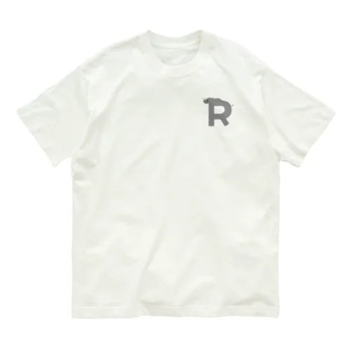 アルファベットどうぶつ　R　サイ オーガニックコットンTシャツ