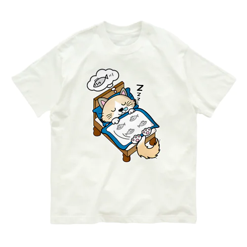 ベッドで寝る猫(ラグドール男の子レッド) Organic Cotton T-Shirt