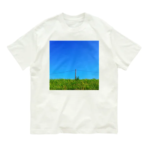 夏の土手の青空 オーガニックコットンTシャツ