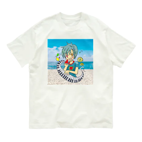 スイカとピアノが大好きな少年 Organic Cotton T-Shirt