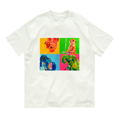 カラフルアニマルTシャツ🌈 유기농 코튼 티셔츠