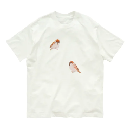 すずめ（水彩） Organic Cotton T-Shirt