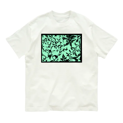 ミントボタニカル総柄 Organic Cotton T-Shirt