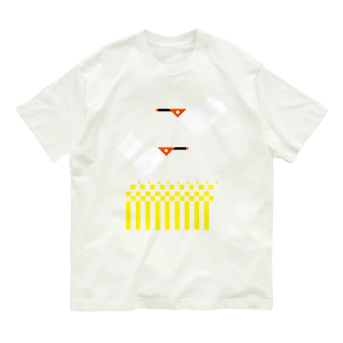 トキ２羽・稲 オーガニックコットンTシャツ