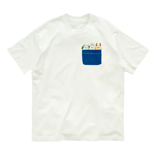 ポケットおばけ(ネイビー) Organic Cotton T-Shirt