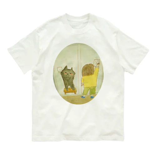 Never ending window cleaning with Chacha　ポメラニアン オーガニックコットンTシャツ