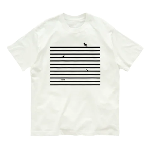 サメサメボーダー | Black | オーガニックコットンTシャツ