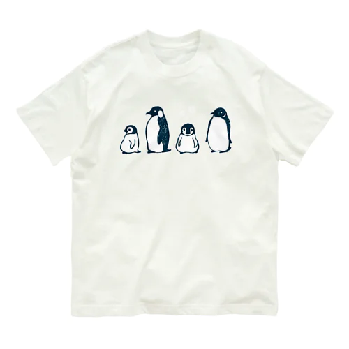 ぺんぎんのおやこ（線画） オーガニックコットンTシャツ