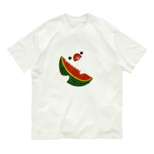 すいか文鳥　クリア オーガニックコットンTシャツ