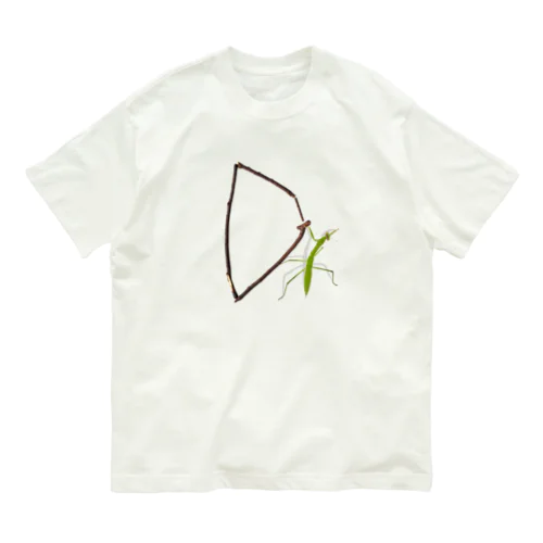 【D】カマキリついてるよ！イニシャル オーガニックコットンTシャツ