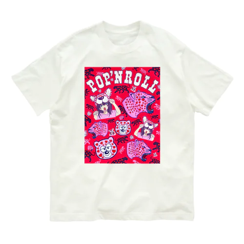 pop'nrollのヒョウ柄 オーガニックコットンTシャツ