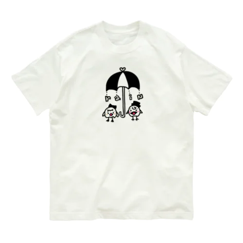 ひよひよ相合傘 オーガニックコットンTシャツ