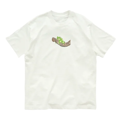 木につかまるドットかえる君 オーガニックコットンTシャツ