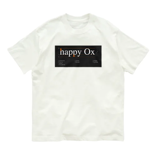 「happy Ox」タイポグラフィ オーガニックコットンTシャツ